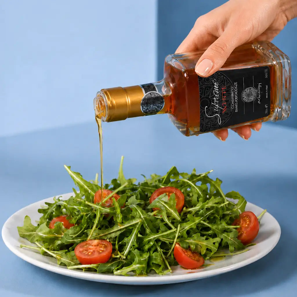 aceto barrique auf ruculasalat 