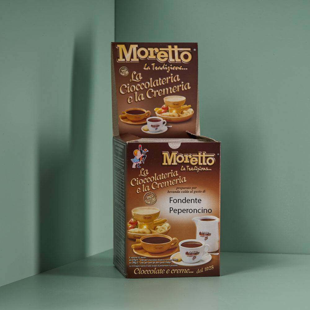 trinkschokolade moretto mit peperoncino aus italien