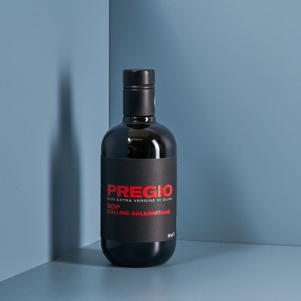 italienisches olivenöl von pregio aus salerno in der 500 ml flasche. für Händler und Gastronomie zu Großhandels Konditionen