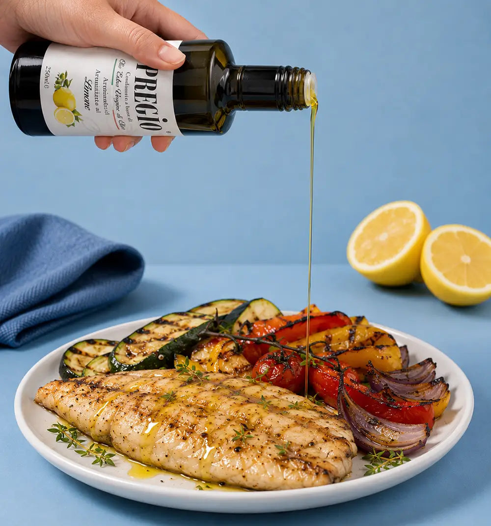olivenoel mit zitronenaroma aus italien für antipasti 