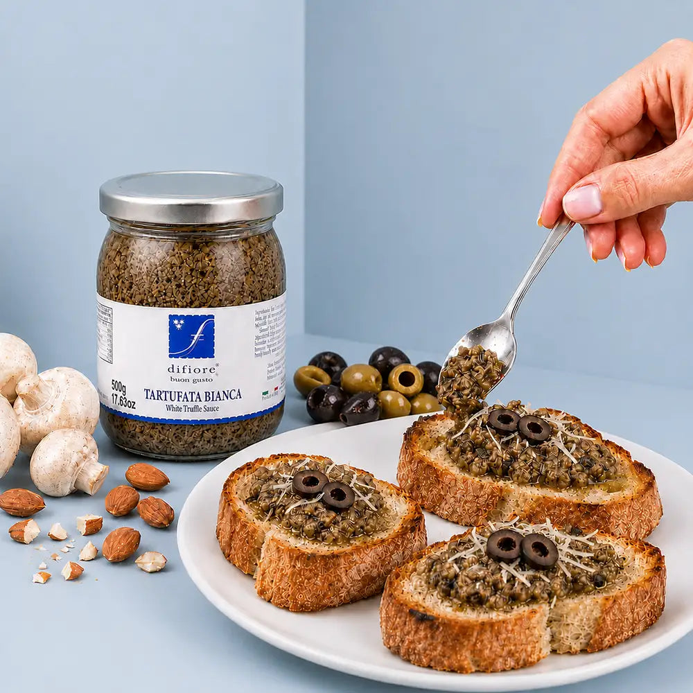 tartufata trüffelcreme mit oliven und mandeln
