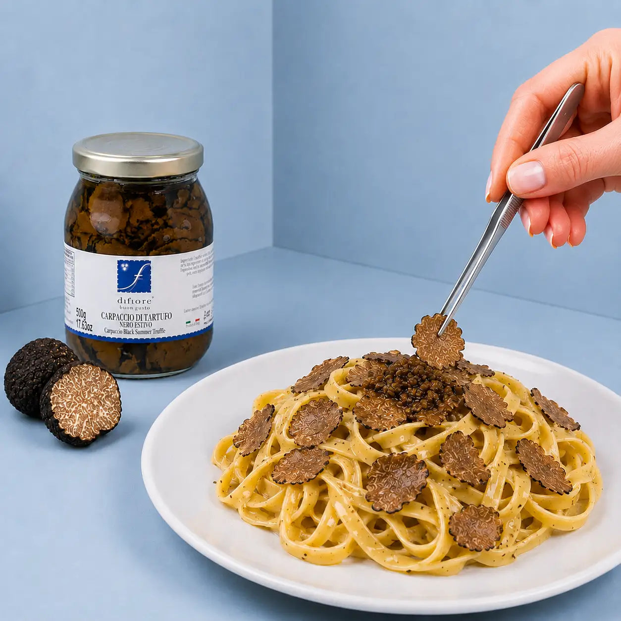 trueffelcarpasccio für pizza und pasta im grossen glas 