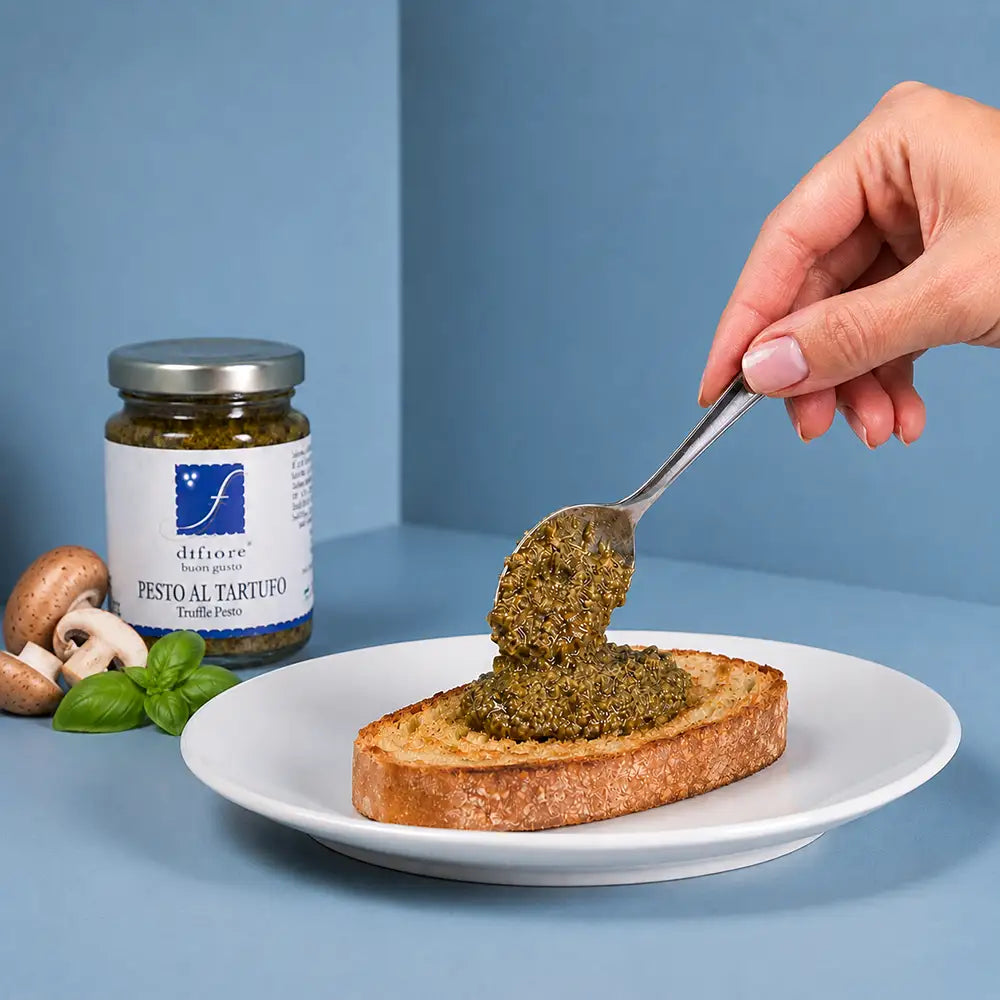 trüffelpesto mit champignon und basilikum für feinste antipasti und bruschetta