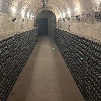 keller mit vielen franciacortaflaschen von conti ducco